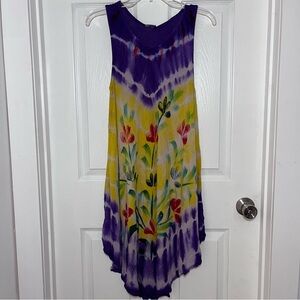 Shoreline Purple Yellow and Beige Rayon Dress
